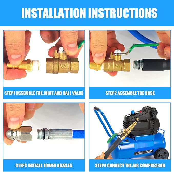 Dryer Vent Cleaner Kit - 32ft Pressure Hose + 1/4 Air Quick Connect + 2 Jetter - Image 3