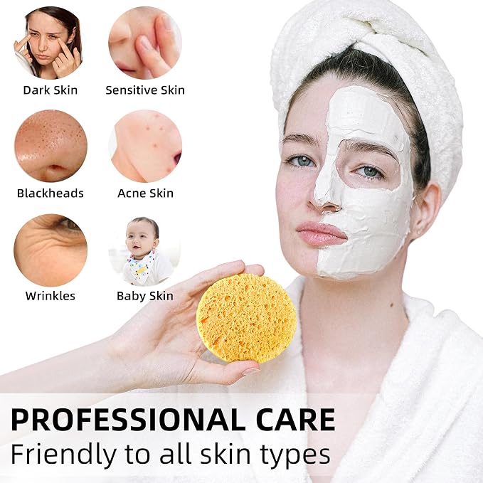 120-Count Compressed Facial Sponges|Kickleen 100% Natural Cellulose Cosmetic - Image 3