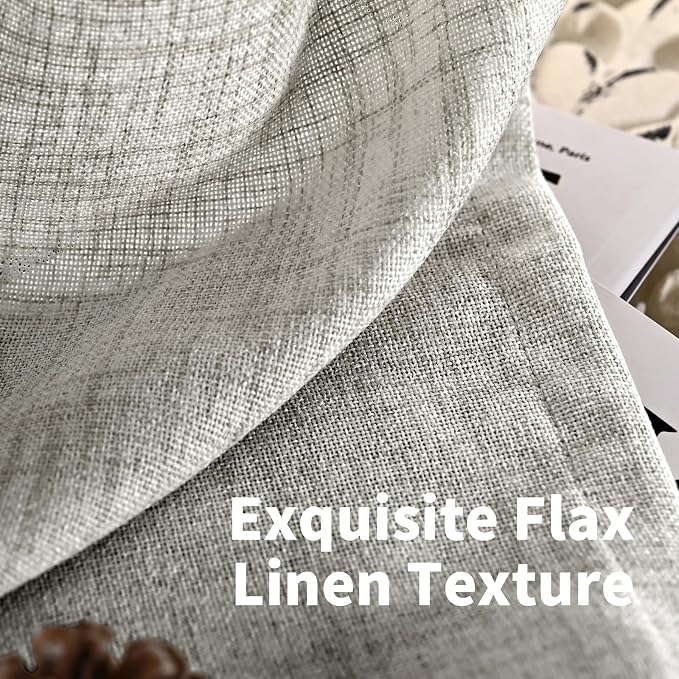YoungsTex Dark Grey Linen Semi Sheer Curtains 2 Panels - Image 9