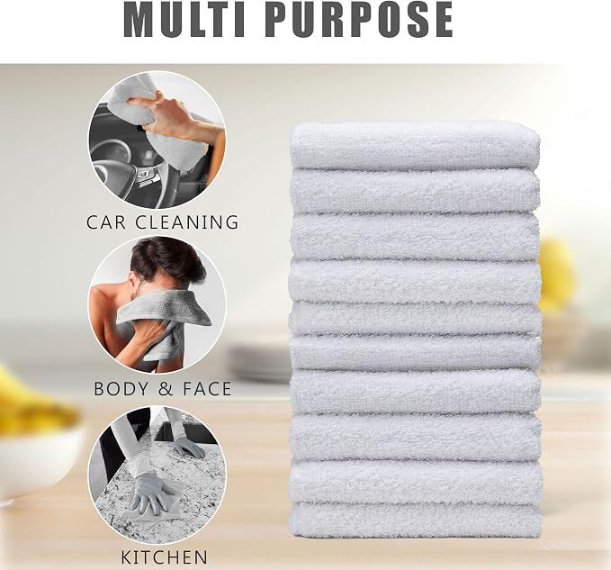 Textila Terry Wash Cloths – Pack of 10, 12x12 Inches – Soft, Absorbent & - Image 5