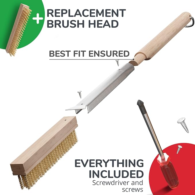 26” Pizza Oven Brush with Stone Scraper - Image 5