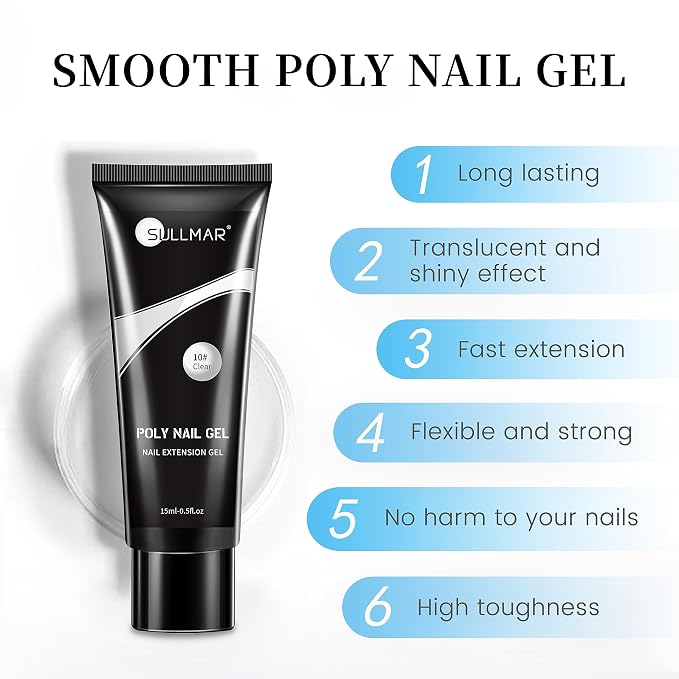 Poly Nail Gel Kit 15ml/0.5fl.oz Clear and Nude Poly Gel Nail Extension Flase - Image 3