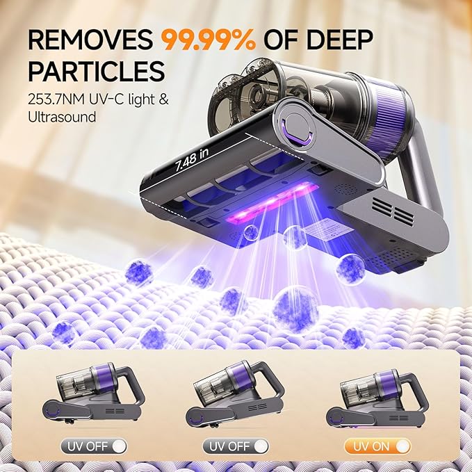 FEPPO Mattress Vacuum Cleaner, 4-in-1 Bed Vacuum Cleaner PRO, 16KPa Handheld - Image 3