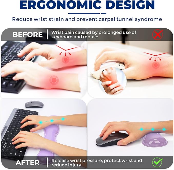 Gel Wrist Rest for Keyboard and Mouse, Wrist Rest for Keyboard, Mouse Wrist - Image 3