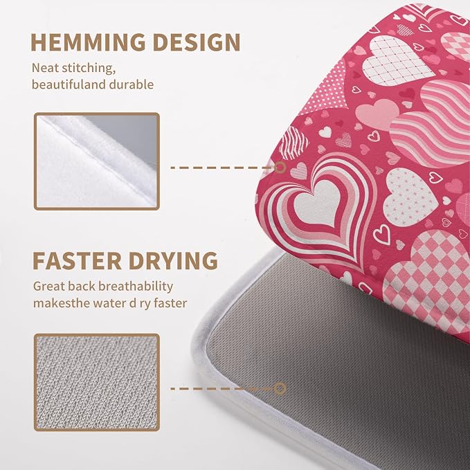 Valentine's Day Red Pink Love Heart Drying Mat - Image 4