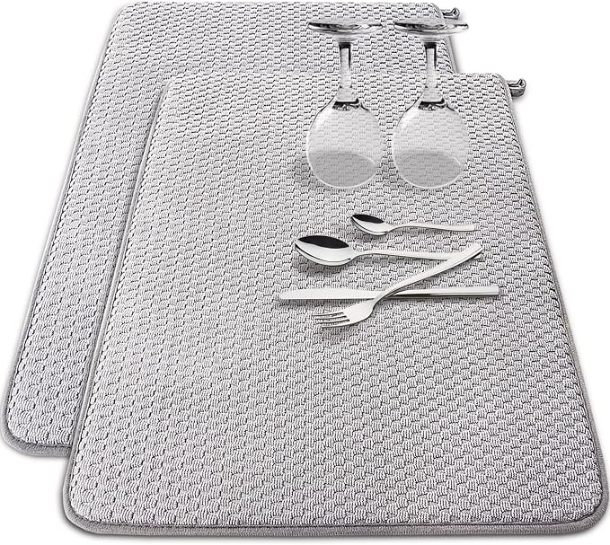 2 Pack Microfiber Dish Drying Mat, 24 x 17 inch Super Absorbent Drying Pad by Baaxxango