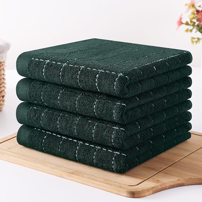 Homaxy 100% Cotton Terry Kitchen Towels, Checkered Designed, Soft and Super - Image 8
