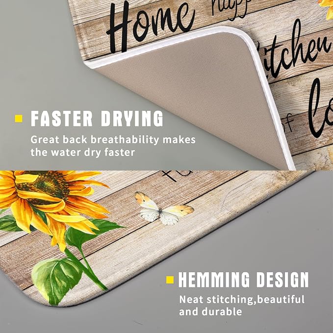 Sunflower Floral Dish Drying Mat - Image 3