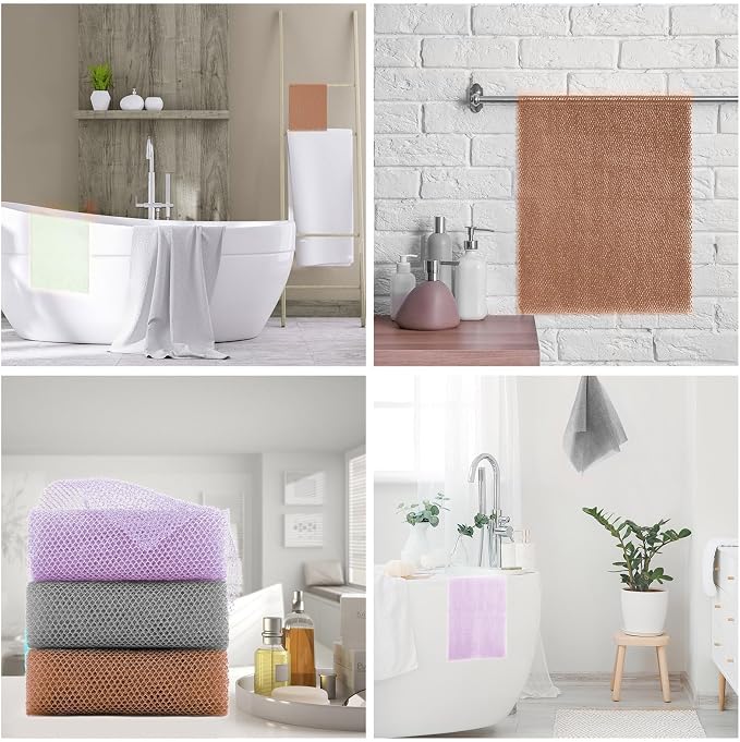 UJFQBH 3 Pieces African exfoliating net African Net Long Net Bath Sponge - Image 7