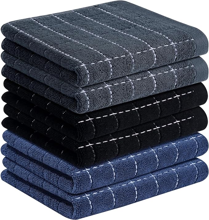 Homaxy 100% Cotton Terry Kitchen Towels, Checkered Designed, Soft and Super by Homaxy