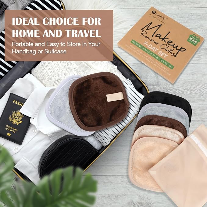 Orighty Makeup Remover Cloths 7-Day Set, Premium & Reusable Makeup Remover Pads - Image 6