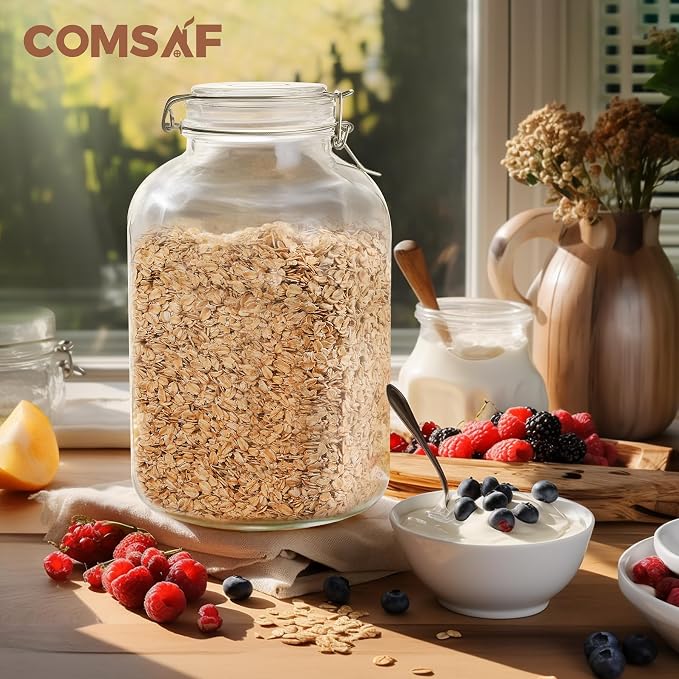 ComSaf Rice Container 152oz, Flour Sugar Storage Containers, Glass Jars - Image 8