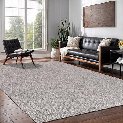 Easy Jute Rug 4x6 Indoor Outdoor Natural Rugs Solid Fiber Rug Woven Area Rug Boho Easy Clean Inside Carpet for Living Room Bedroom Dining Room Hallway or Outdoor Patio Porch (4 X 6 Silver)