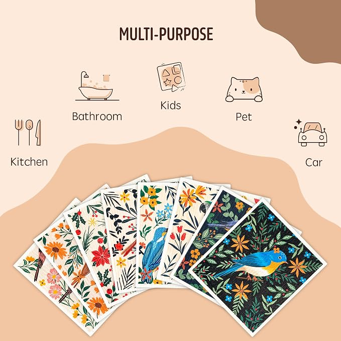 Swedish Dishcloths for Kitchen, 8 Pack Reusable Paper Towels Washable, Super - Image 7