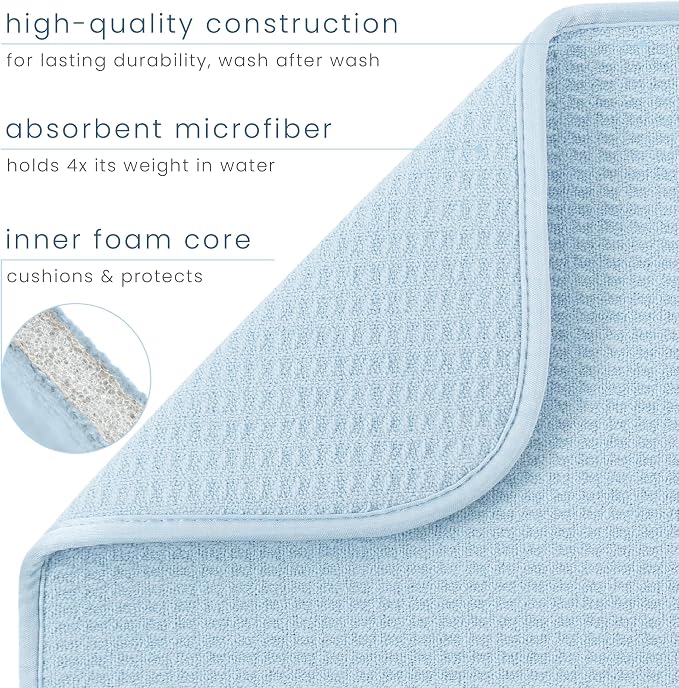 S&T INC. Dish Drying Mat XL, 18” x 24”, Absorbent Microfiber Kitchen Counter Mat - Image 3