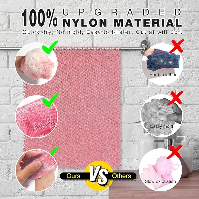 UJFQBH African Net Sponge African Net Long Net Bath Sponge Exfoliating Shower - Image 2