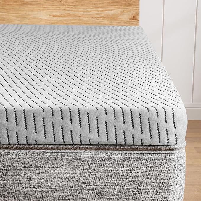 Bamboo Mattress Topper Queen Size 2 Inch, Cooling Gel & Bamboo Charcoal Memory Foam Mattress Topper for Back Pain Relief, Firm Dual-Layer Foam Bed Pad with Removable Cover