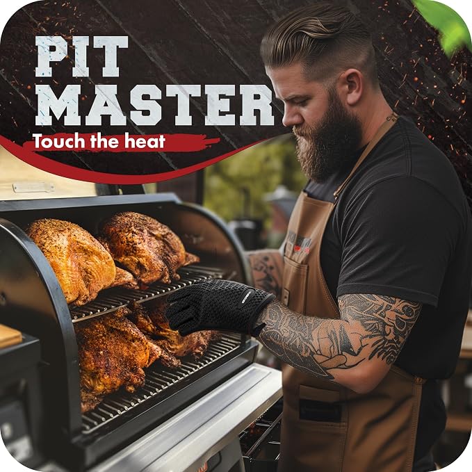 KITCHEN PERFECTION Silicone Smoker Oven Gloves -Extreme Heat Resistant BBQ - Image 2