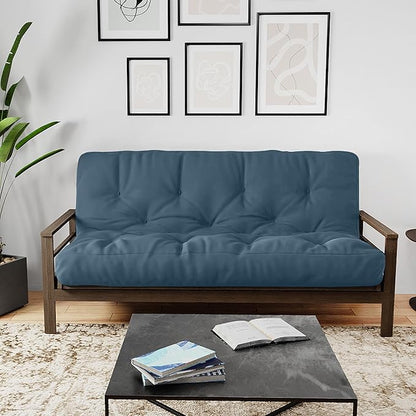 Royal Sleep Products by The Futon Factory 6 inch Foam Futon Mattress - Solid Denim Blue Cover - Full Size - CertiPUR Certified Foams - Made in USA - Replacement Mattress - (Frame not Included)