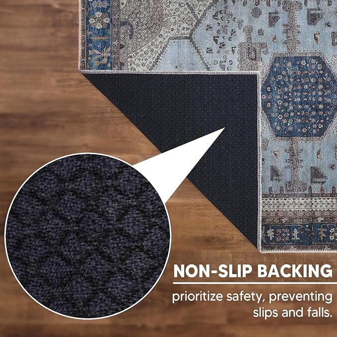 Keen Home Design 3x5 Rug - Machine Washable Entry Rug with Non-Slip Backing, Ideal for Enteryway, Kitchen, Bathroom, Laundry Room - Vintage, Easy Clean, Durable, Low Pile Rug - (3' x 5')