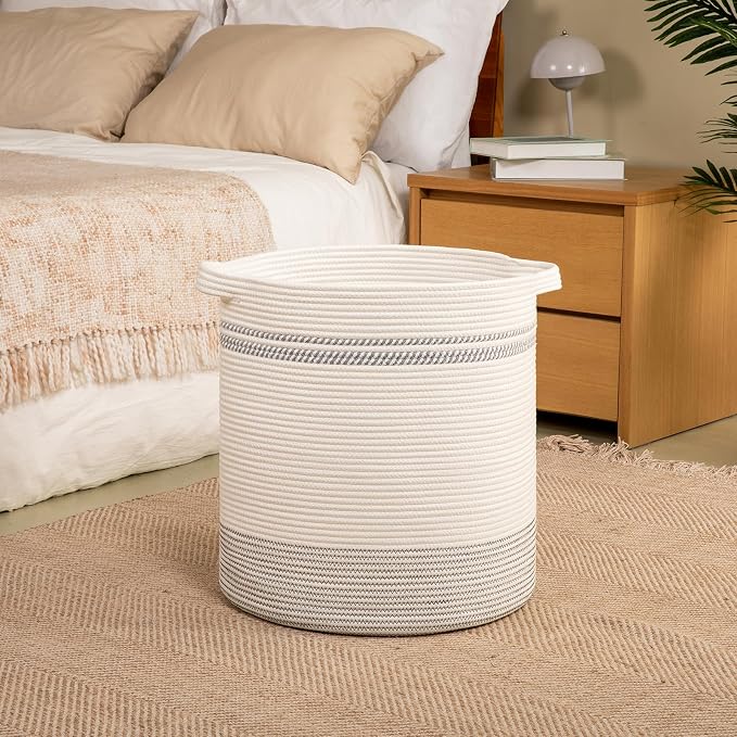 OIAHOMY 80L Laundry Basket, Laundry Hamper, Cotton Rope Storage Basket - Image 2