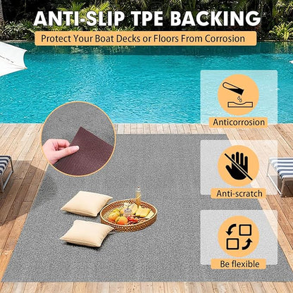 Marine Carpet,6 FT x 10 FT Smoke Gray Indoor Outdoor Carpet 0.2" Thick Boat Carpet with Water-Proof TPE Backing, Non-Slide Outdoor Marine Carpet Roll for Home, Patio, Porch, Deck