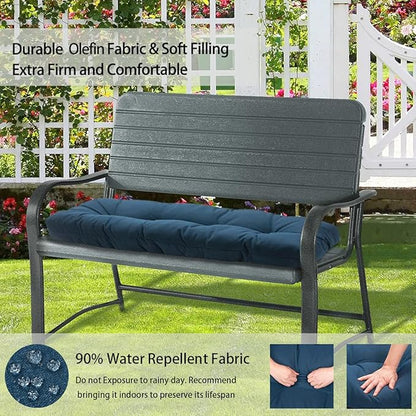 FUNHOME Outdoor Bench Cushion 45 x18 inch with Non-Slip Grips,Water Resistant Porch Swing Cushion,Bench Pillow Pads,Tufted Cushions for Patio Garden Furniture,45" Seat Cushions(Denim Blue)