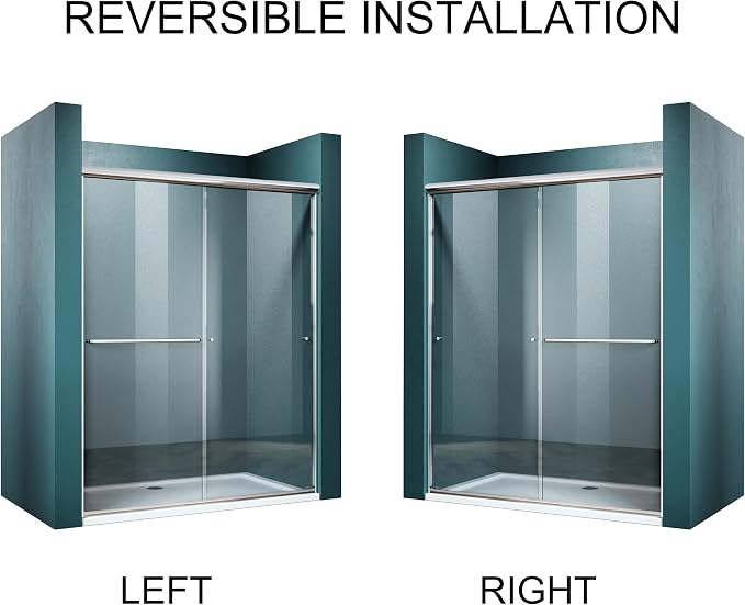 ELEGANT Shower Doors 46.5-48" W x 72 in. H, Semi-Frameless Bypass Sliding - Image 3