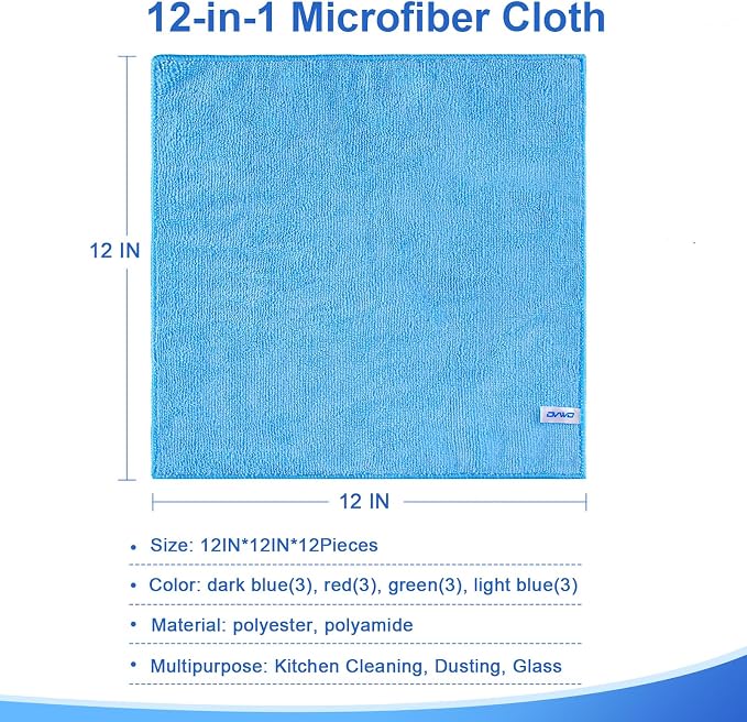 12Pcs Premium Microfiber Cleaning Cloth, Highly Absorbent Household Cleaning - Image 2