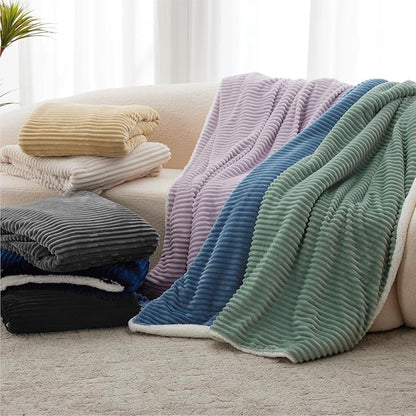 Sherpa Throw Blanket for Couch - Soft Cozy Fleece, Warm for Winter, Reversible for Sofa, 50 x 60 Inches, Lavender