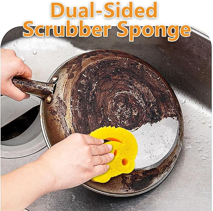 SmilePowo 5 Pack Scrub Sponge, Dual-Sided Temperature Controlled Kitchen Sponge - Image 3