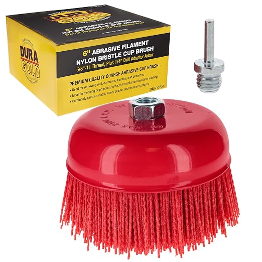 Dura-Gold 6" Abrasive Filament Nylon Bristle Cup Brush by Dura-Gold