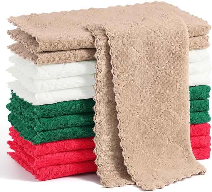 Homaxy 12 Pack Kitchen Dish Cloths, Super Soft and Absorbent Coral Velvet Dish by Homaxy