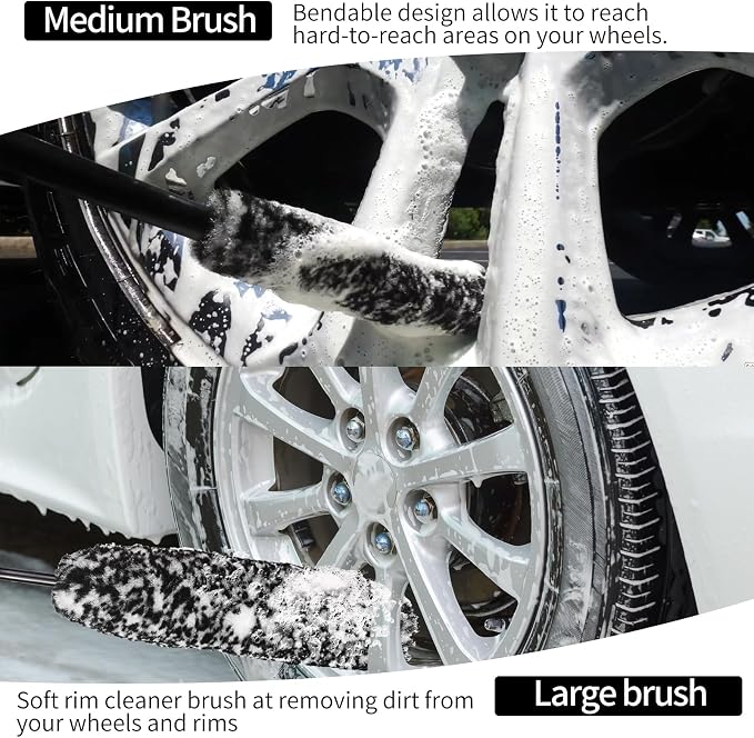 Bendable Wheel Brush Kits Soft Microfiber Wheel Cleaner Brush Synthetic Woolies - Image 3