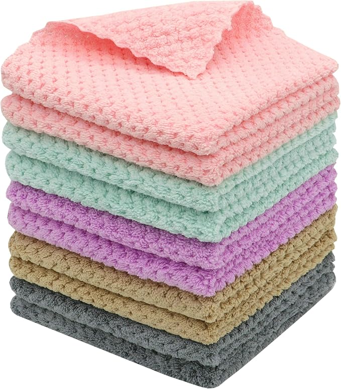 Microfiber Cleaning Cloth Lint Free Cleaning Rags, 10 Pack Fast Drying Dish Rags by HFGBLG