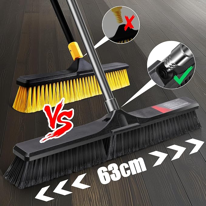 Push Broom Outdoor Heavy Duty, Masthome 24" Push Broom - Image 4