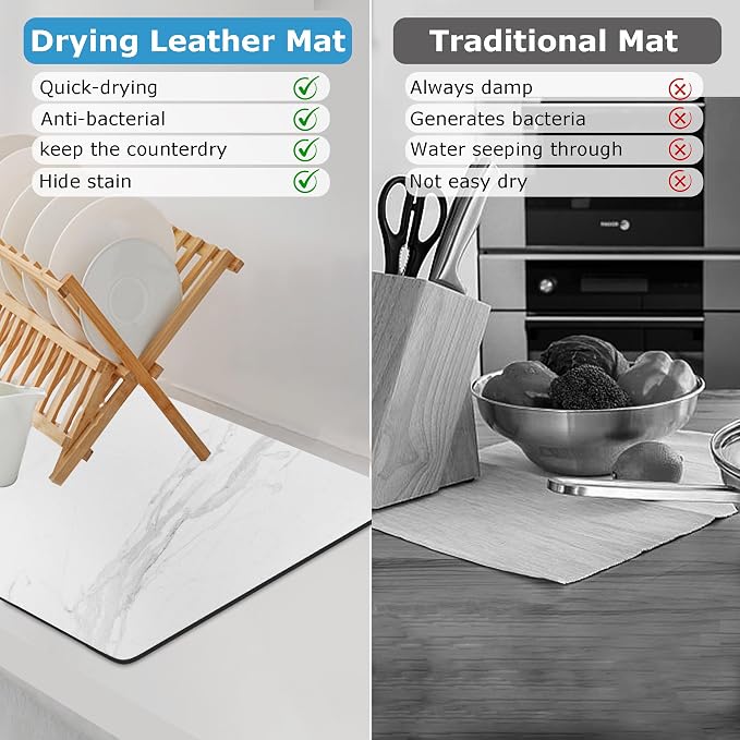 Dish Drying Mat Coffee Bar Mat for Kitchen Counter, Absorbent Dish Rack Pad - Image 6