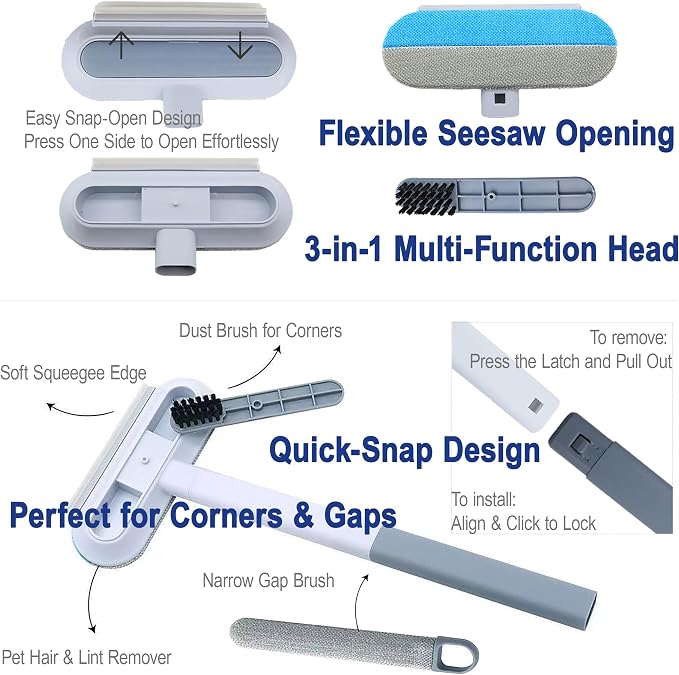 6-in-1 Window Track & Screen Cleaning Kit – Detachable Brushes, Microfiber - Image 11