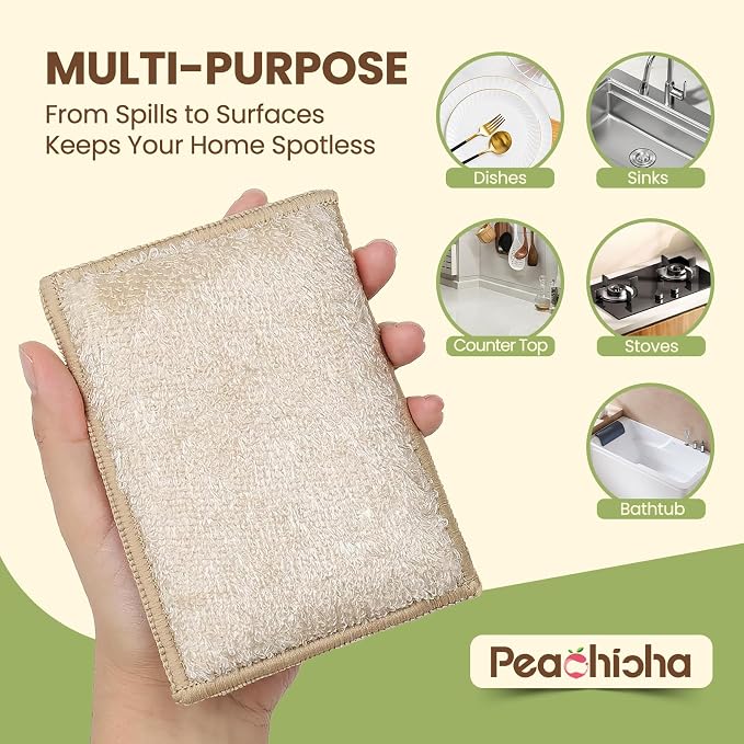 Bamboo Sponges for Dish Washing Reusable Dish Sponge Multi Use Kitchen Sponges - Image 4