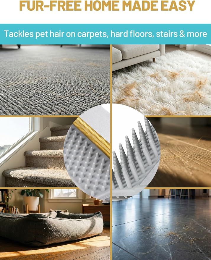 DELOMO Carpet Rake for Pet Hair Removal Carpet Scraper Broom - Image 6
