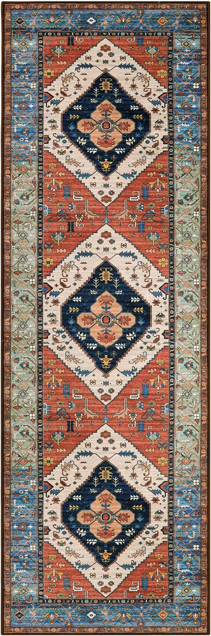 Lahome Boho Kitchen 2x7 Runner Rug - Non-Slip Washable Hallway Runner, Oriental Distressed Non-Shedding Rugs Carpet for Entryway Bedroom Laundry Room
