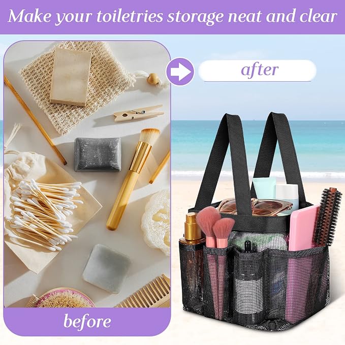 Hillban 4 Pcs Mesh Shower Caddy Portable Large Quick Dry Shower Caddy Basket - Image 6