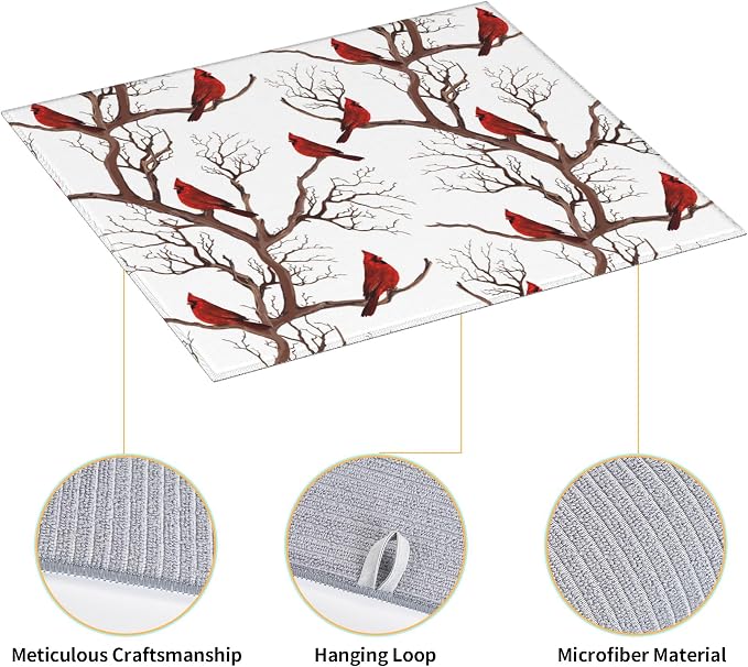 Winter Cardinal Birds Dish Drying Mat - Image 5
