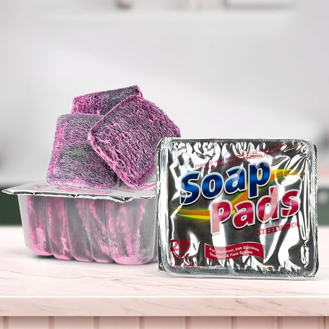SteadMax 60 Steel Wool Soap Pads, Pre-Soaped Metal Scouring Pads - Image 2
