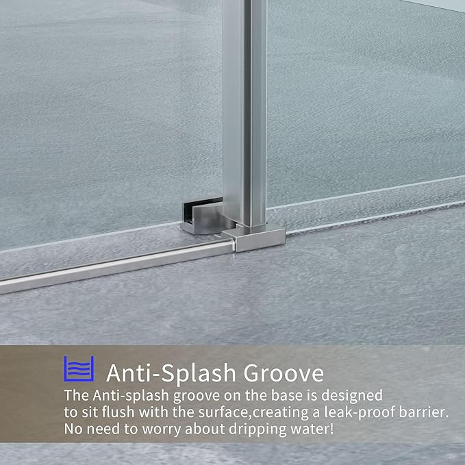 56-60" W x 76" H Frameless Shower Door, Sliding Shower Door - Image 4