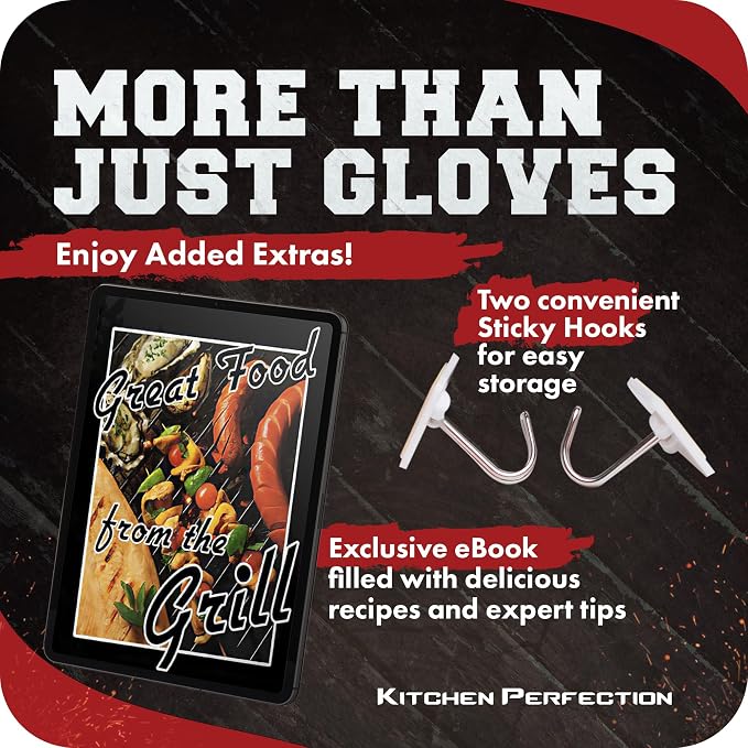 KITCHEN PERFECTION S Silicone Smoker Oven Gloves -Extreme Heat Resistant BBQ - Image 3