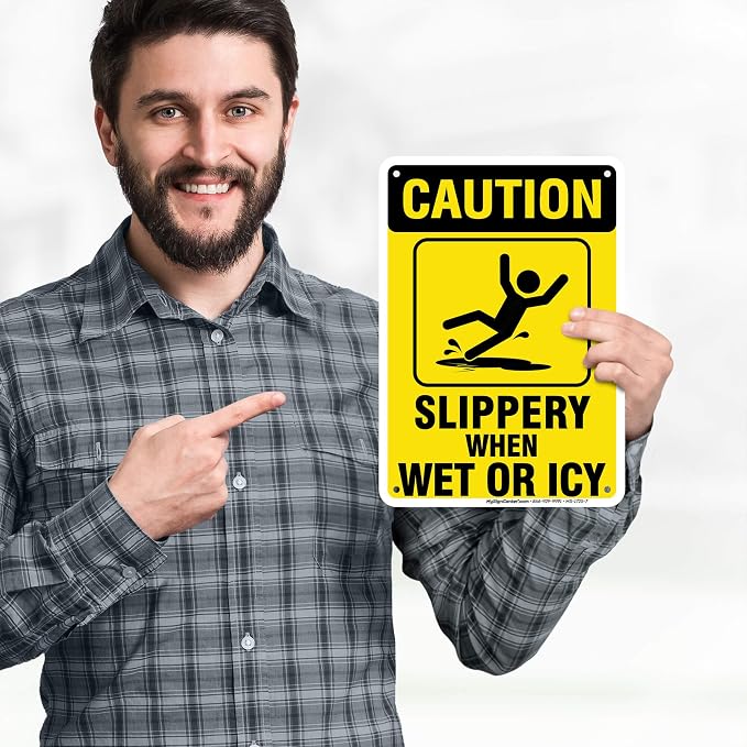 Caution Slippery When Wet Sign or ICY Sign, Indoor/Outdoor Use, USA MADE By My - Image 2