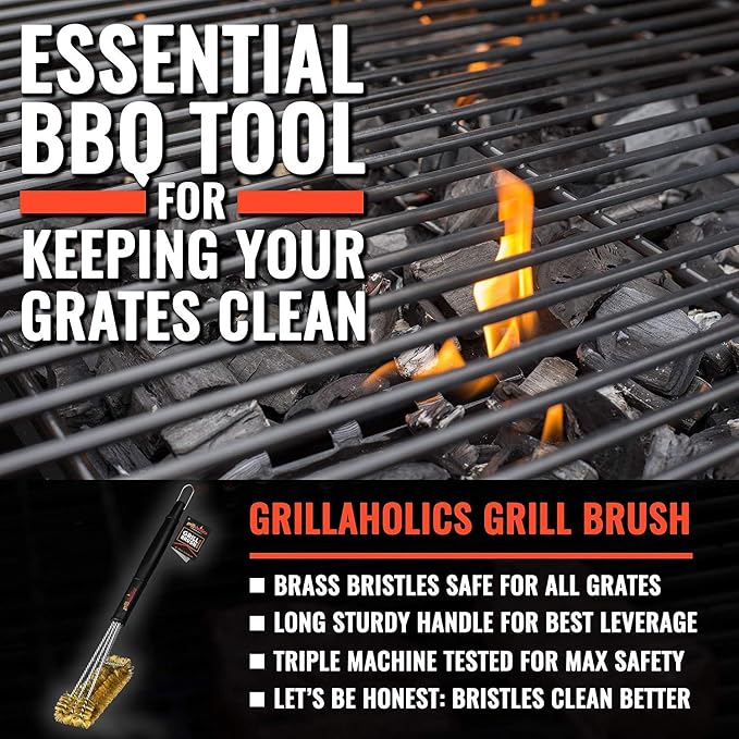 Grillaholics Brass Grill Brush – Safe BBQ Brush - Image 2