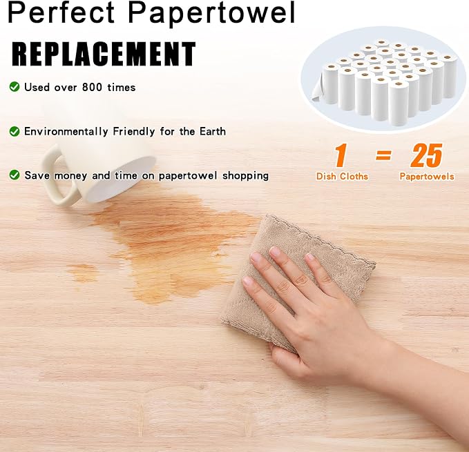 Homaxy 12 Pack Kitchen Dish Cloths, Super Soft and Absorbent Coral Velvet Dish - Image 8
