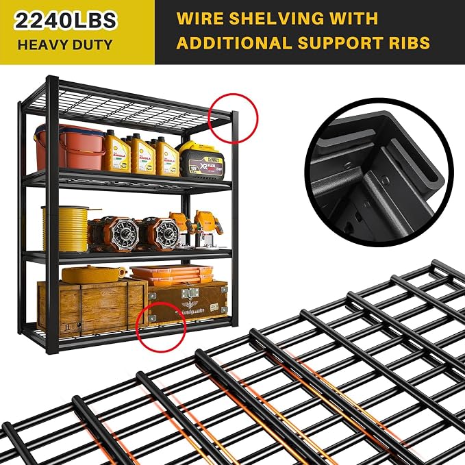 REIBII 40" W Garage Shelving 2240 LBS Storage Shelves Adjustable Metal Shelving - Image 7